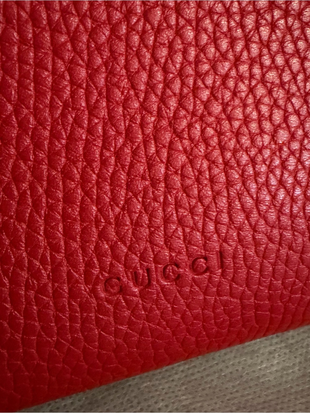 Gucci Pebbled Calfskin Large Bamboo Daily Top Handle Bag Red Shoulder/ Croosbody - Picture 9 of 16
